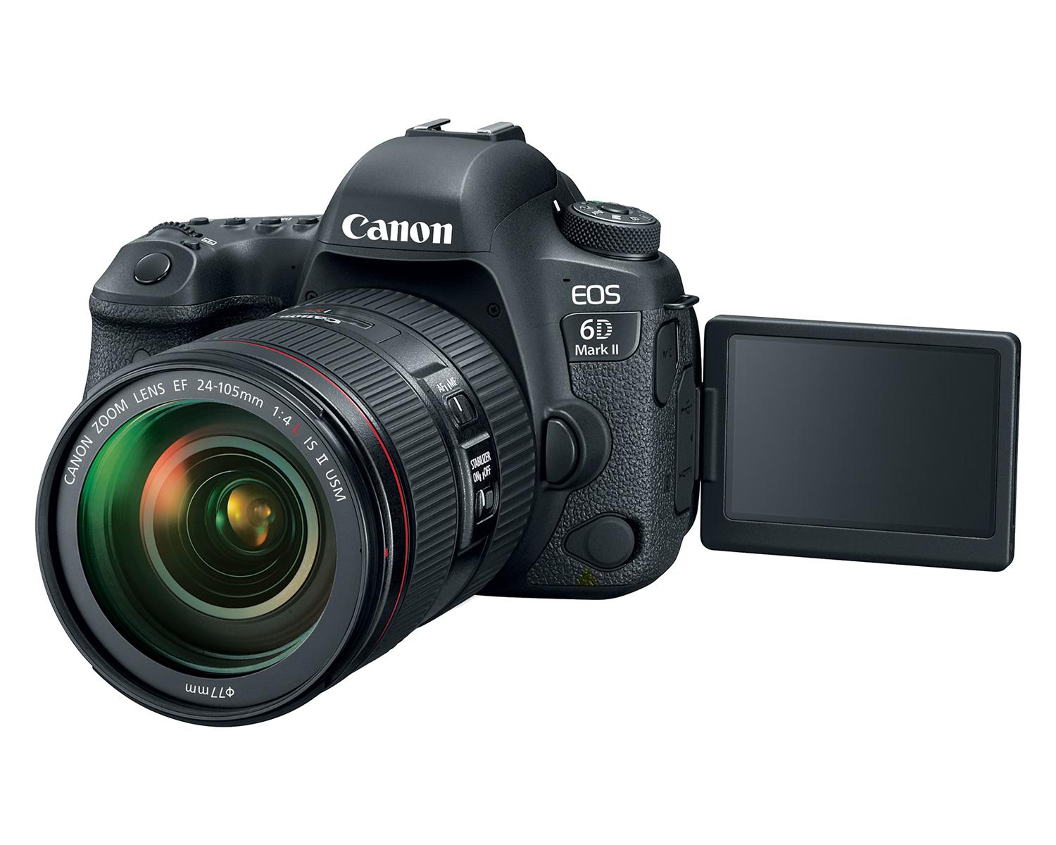 EOS 6D MARK II EF 24-105 IS II USM - Vue trois quarts ouverte