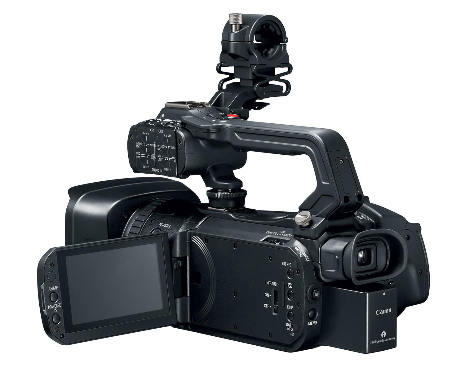 Caméscopes XF 405 4K UHD de Canon - Vue avec viseur électronique ouvert