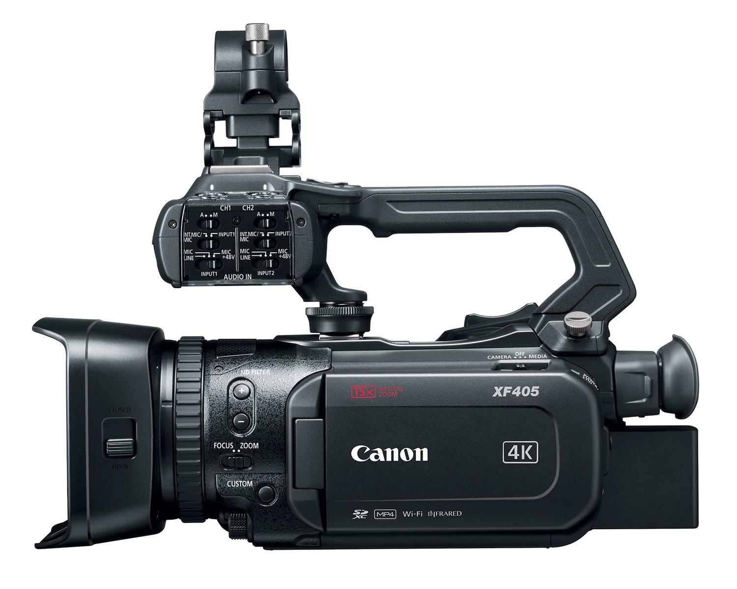 Canon XF 405 4K UHD Camcorder with handle - Side