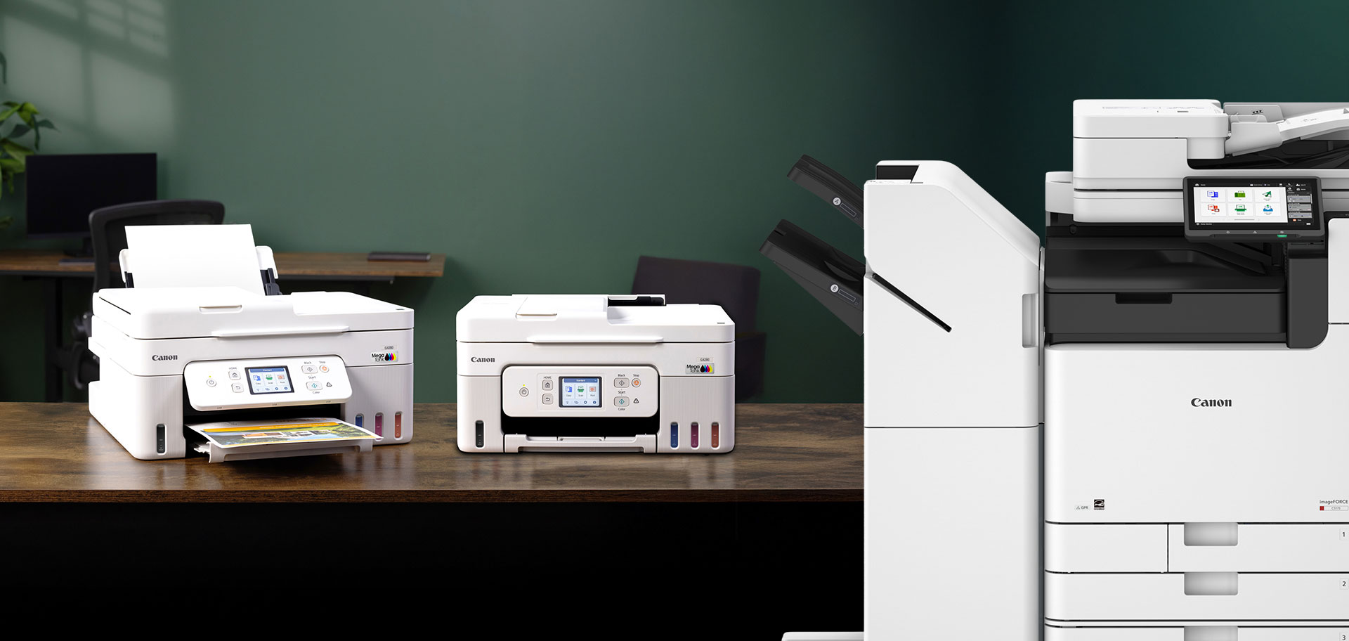 Canon imageRUNNER with two MegaTank printers